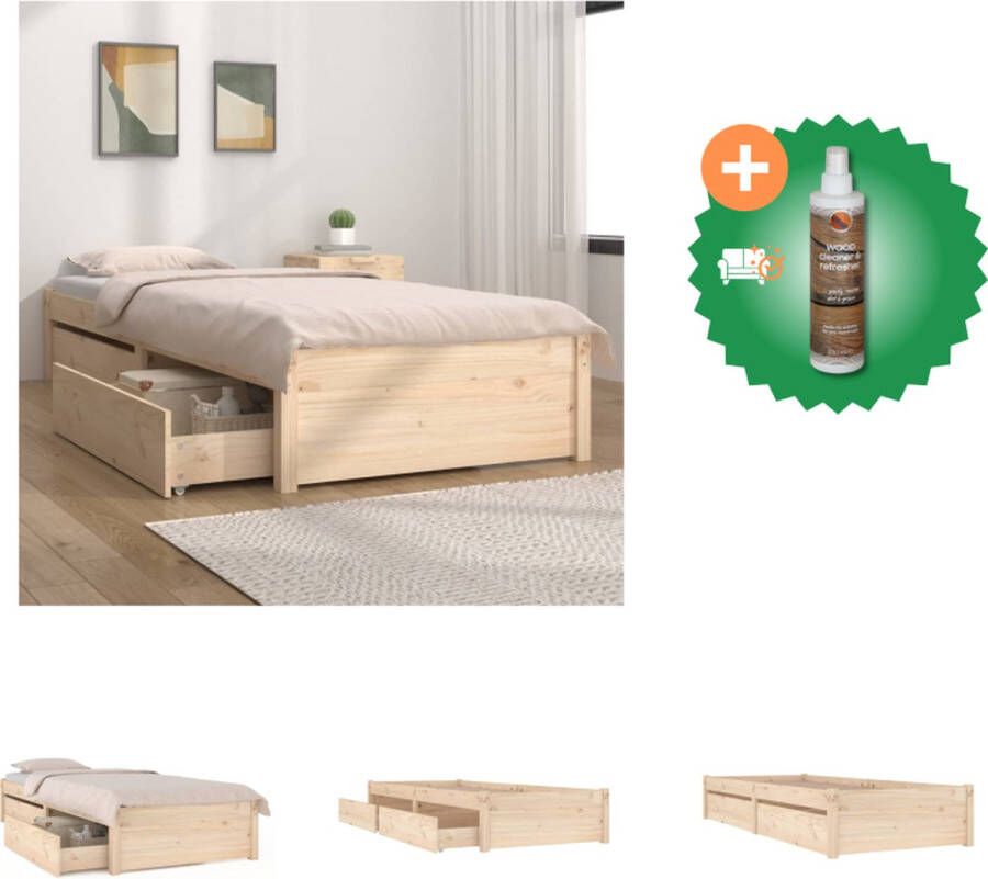 VidaXL Grenen Bedframe Afmeting- 205.5 x 105.5 x 51 cm Eigenschap- Opbergfunctie Geschikt voor matras- 100 x 200 cm Bed Inclusief Houtreiniger en verfrisser - Foto 2