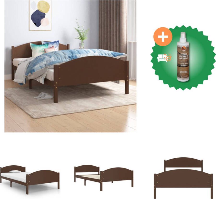 VidaXL Houten Bedframe Donkerbruin 206 x 126 x 63 cm (L x B x H) Geschikte matras- 120 x 200 cm Stevig en duurzaam Bed Inclusief Houtreiniger en verfrisser