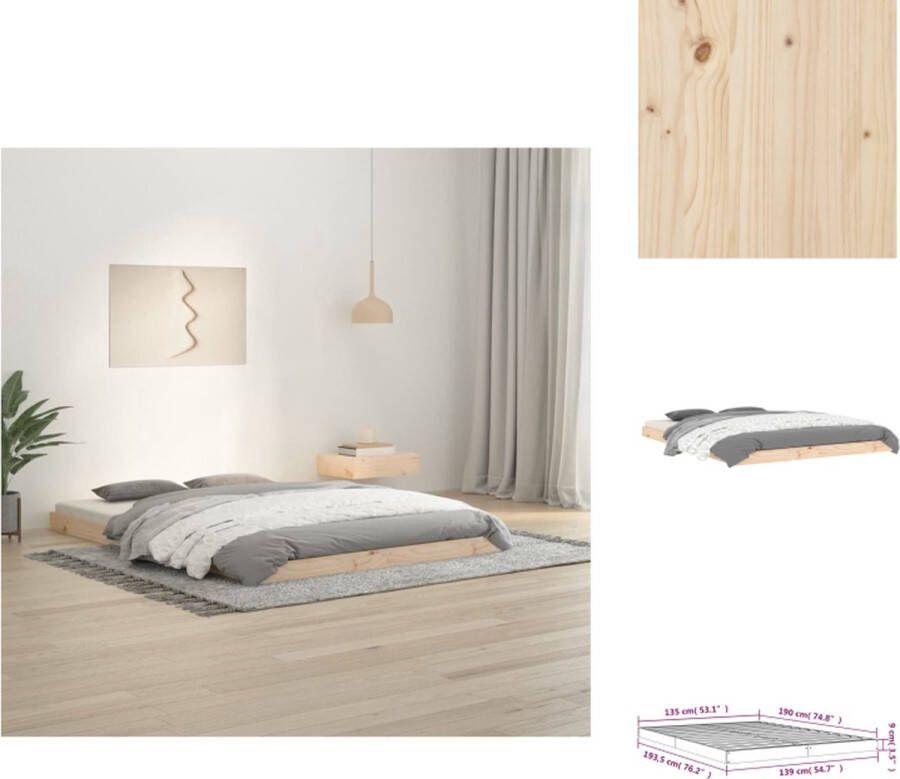 vidaXL Bedframe Grenenhout Double Stabiel en Rustiek 135 x 190 cm (B x L) Bed