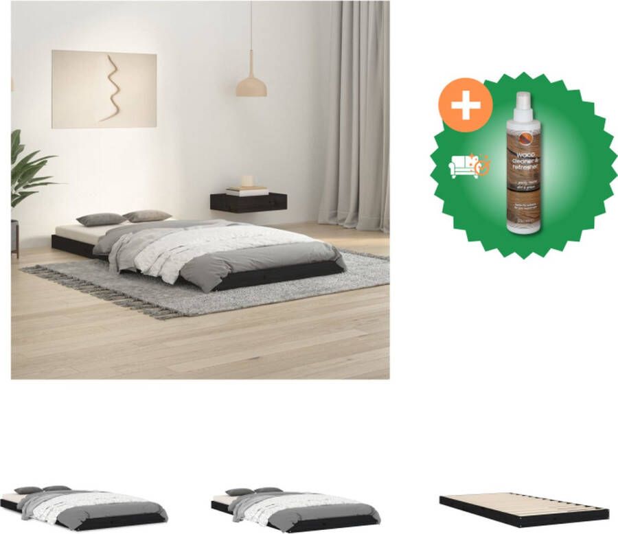 VidaXL Bedframe Grenenhout eenpersoons 193.5 x 94 x 9 cm multiplex lattenbodem zwart geschikt voor 90x190cm matras (3FT Single) Bed Inclusief Houtreiniger en verfrisser - Foto 3