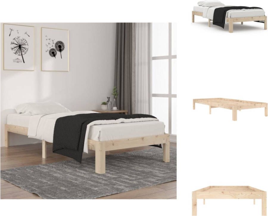 VidaXL Bedframe Grenenhout Eenpersoons 203.5 x 93.5 x 30 cm Stevige lattenbodem Bed