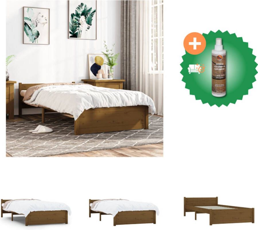 VidaXL Houten Bedframe Modern Eenpersoonsbed Afmeting- 195.5 x 95.5 x 31 cm Ken- Hoogwaardig massief grenenhout Bed Inclusief Houtreiniger en verfrisser