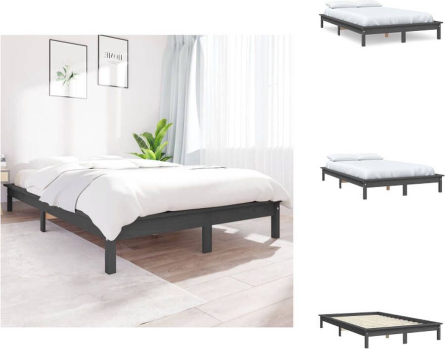 VidaXL Bedframe Grenenhout Grijs 120x190 cm Rustiek houten bed voor moderne slaapkamers Bed