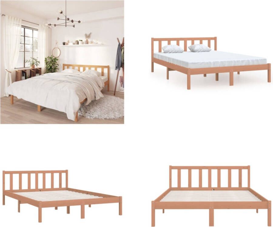 VidaXL Bedframe grenenhout honingbruin 120x190 cm 4FT Small Double Bedframe Bed Frame Bed Frames