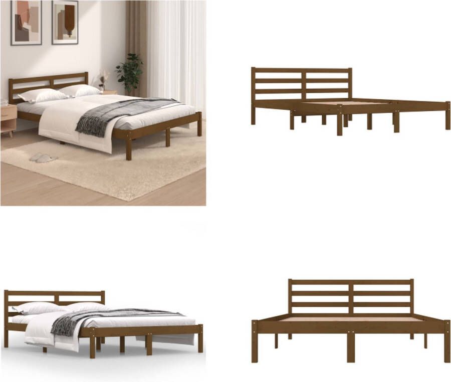 VidaXL Bedframe grenenhout honingbruin 120x190 cm 4FT Small Double Bedframe Bedframes Bed Bedbodem