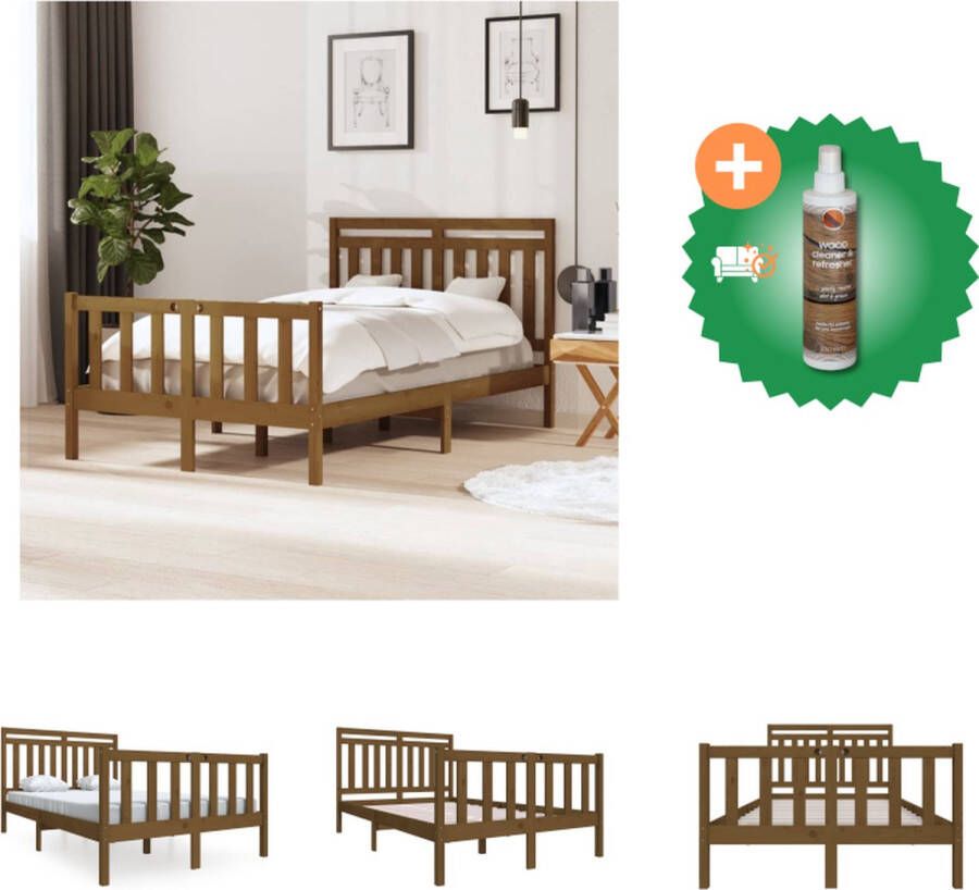 VidaXL Bedframe Grenenhout Honingbruin 120x190 cm Hoogwaardig materiaal Bed Inclusief Houtreiniger en verfrisser