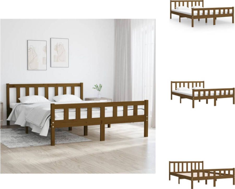 VidaXL Bedframe Grenenhout Honingbruin 120x190 cm Stabiel en Comfortabel Bed