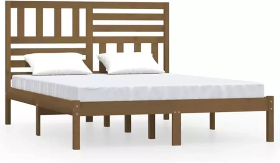 VidaXL -Bedframe-grenenhout-honingbruin-150x200-cm-5FT-King-Size - Foto 2