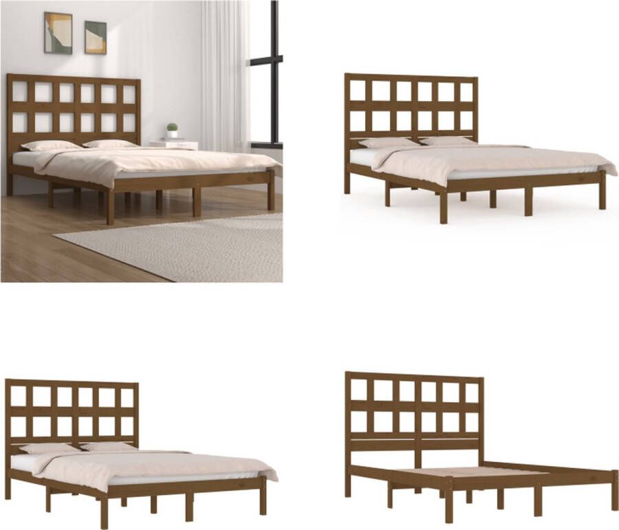 VidaXL Bedframe grenenhout honingbruin 150x200 cm 5FT King Size Bedframe Bedframes Bed Bedbodem