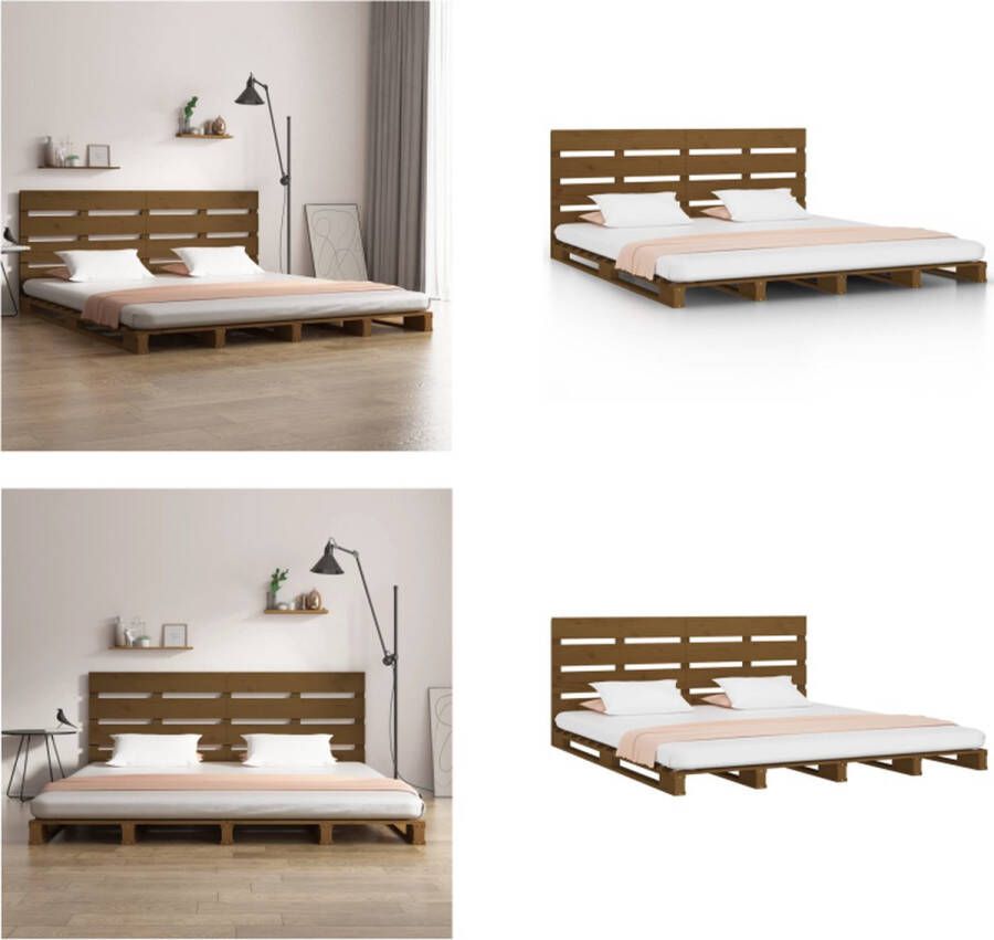 VidaXL Bedframe grenenhout honingbruin 150x200 cm 5FT King Size Bedframe Bedframes Bed Bedbodem