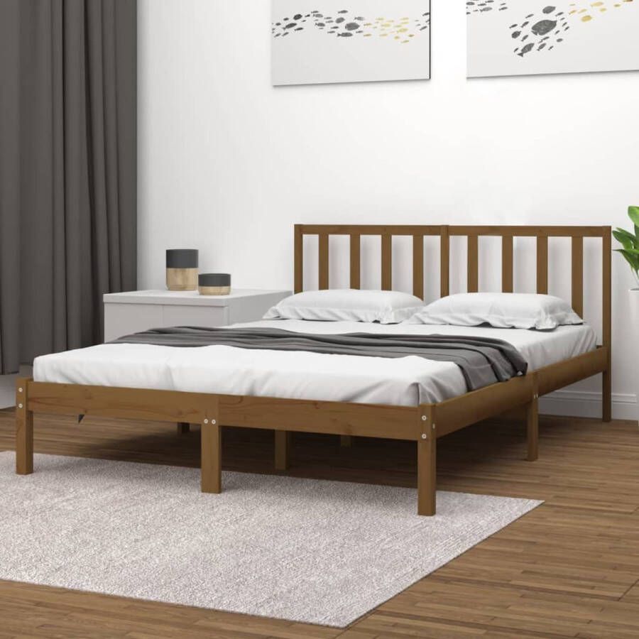 VidaXL -Bedframe-grenenhout-honingbruin-180x200-cm-6FT-Super-King