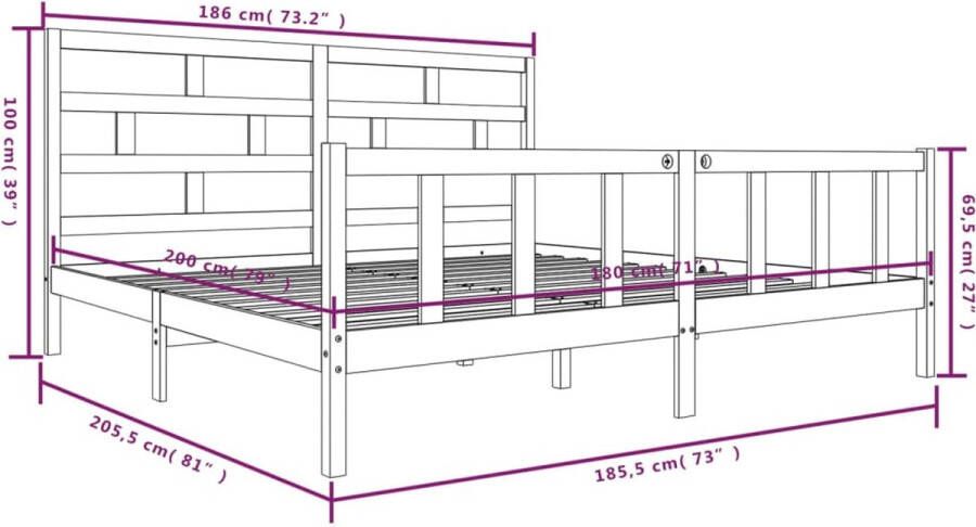 VidaXL -Bedframe-grenenhout-honingbruin-180x200-cm-6FT-Super-King - Foto 2