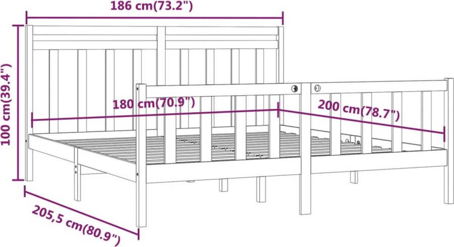 VidaXL -Bedframe-grenenhout-honingbruin-180x200-cm-6FT-Super-King - Foto 2