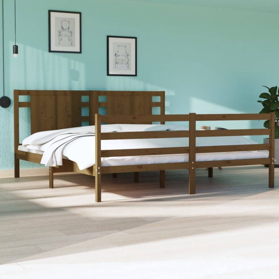 VidaXL -Bedframe-grenenhout-honingbruin-180x200-cm-6FT-Super-King