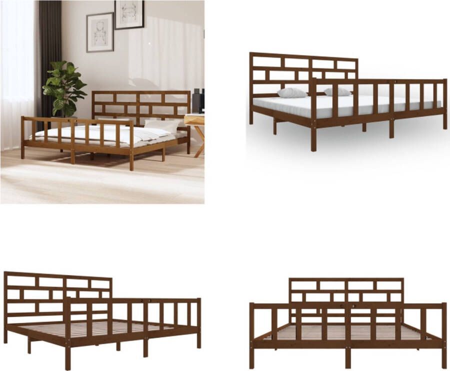 vidaXL Bedframe grenenhout honingbruin 180x200 cm 6FT Super King Bedframe Bedframes Bed Bedbodem