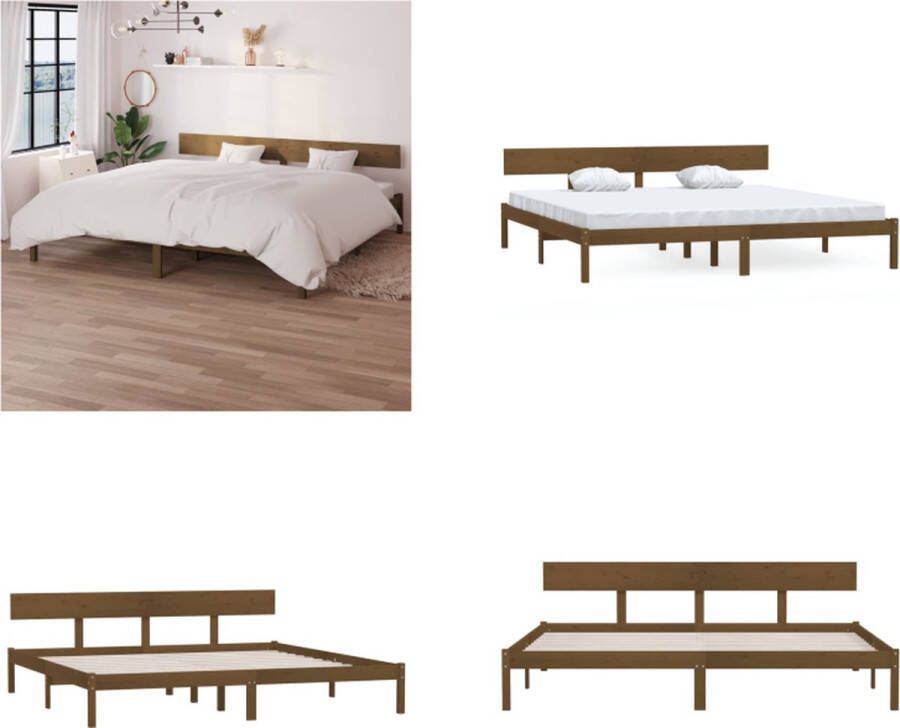 VidaXL Bedframe grenenhout honingbruin 180x200 cm UK Super King Bedframe Bedframes Bed Bedbodem