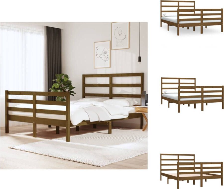 VidaXL Bedframe Grenenhout Honingbruin 195.5 x 125.5 x 100 cm Geschikt voor 120 x 190 cm (4FT) matras Bed