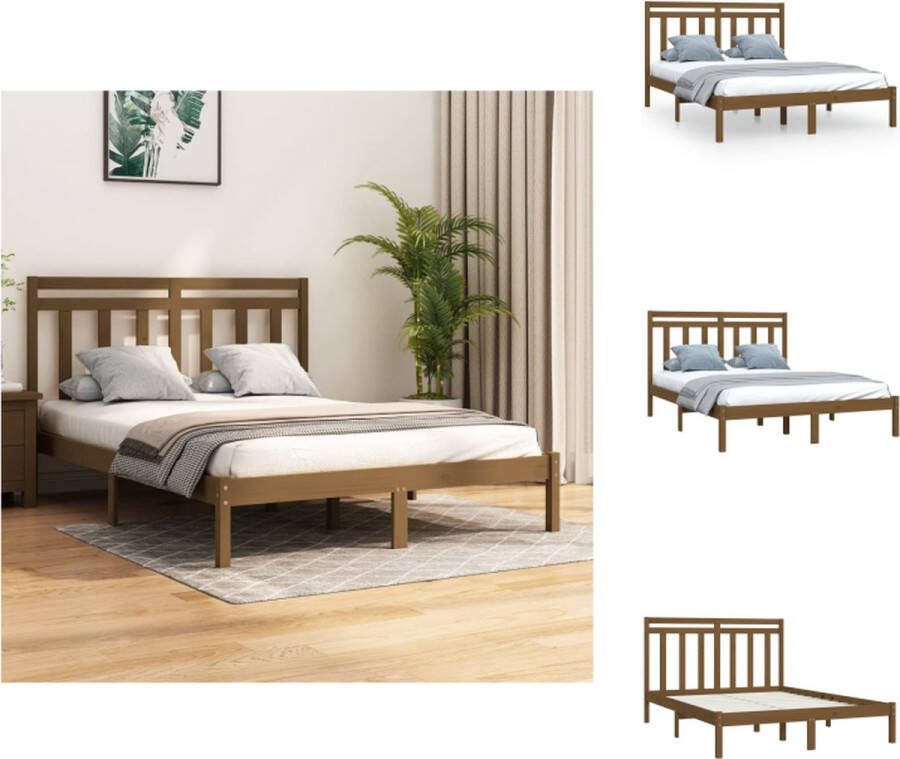 VidaXL Bedframe Bedframes Tweepersoonsbed Bed Bedframe massief hout honingbruin 120x200 cm