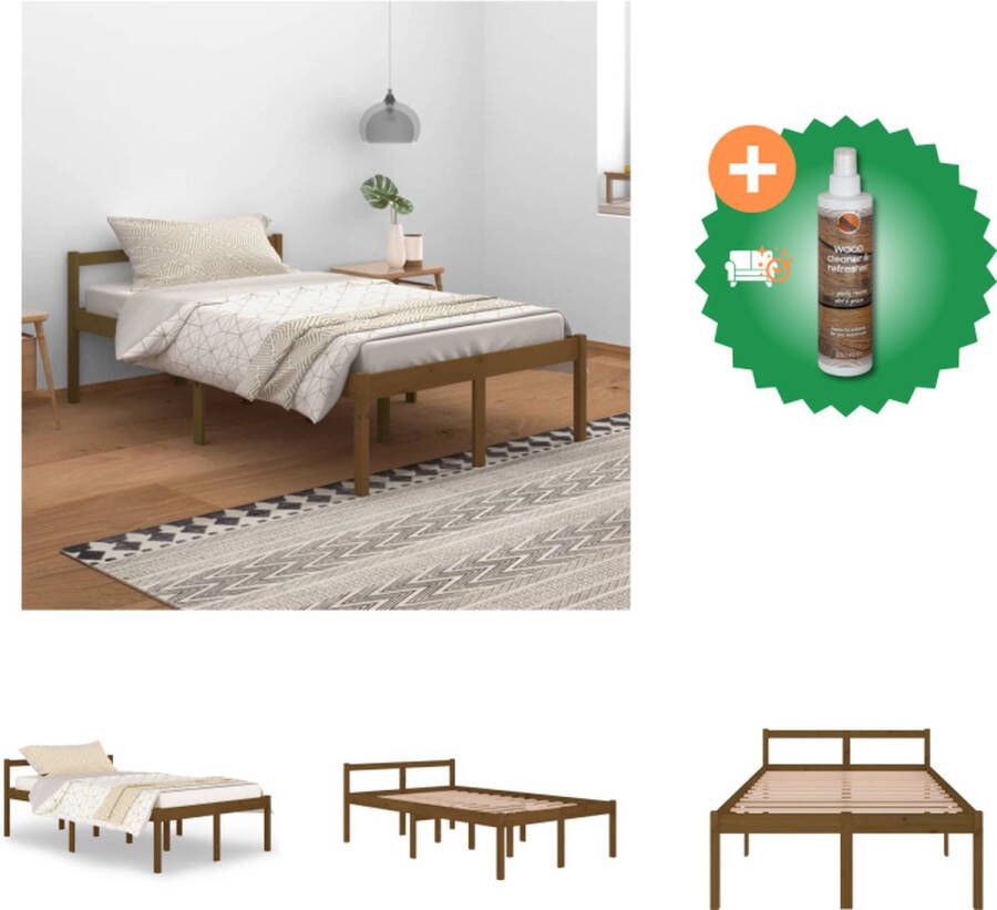 VidaXL Bedframe Grenenhout Honingbruin 205.5 x 125.5 x 70.5 cm Bed Inclusief Houtreiniger en verfrisser