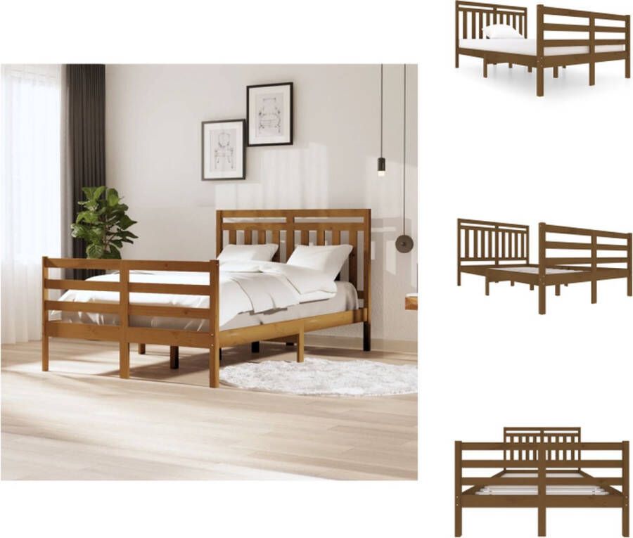 vidaXL Bedframe Grenenhout Honingbruin 205.5 x 126 x 100 cm Geschikt voor matras 120 x 200 cm Massief grenenhout Bed