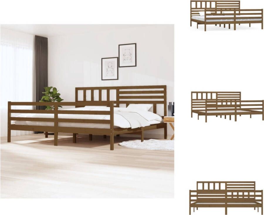 VidaXL Bedframe Grenenhout Honingbruin 205.5 x 206 x 100 cm Geschikt voor matras 200 x 200 cm Montage vereist Bed