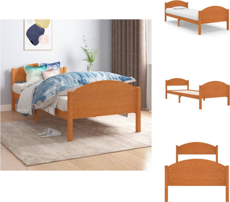 VidaXL Bedframe Grenenhout Honingbruin 206 x 105.5 x 73.5 cm Massief Montage vereist Bed