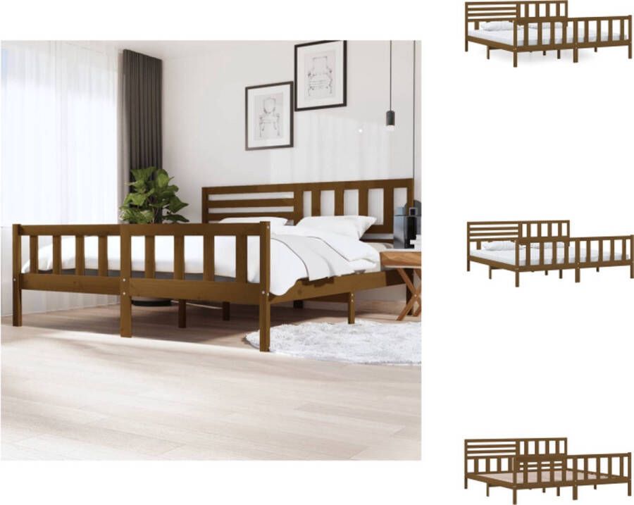 VidaXL Bedframe Bedframes Tweepersoonsbed Bed Bedframe massief hout honingbruin 200x200 cm