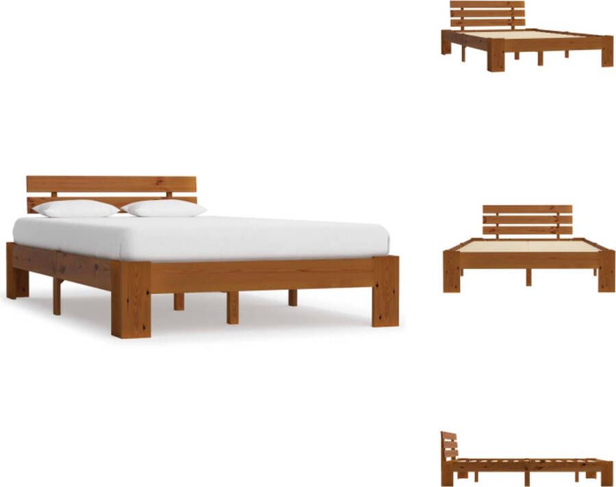 VidaXL Bedframe Bedframes Bed Frame Bed Frames Bedframe massief grenenhout honingbruin 120x200 cm - Foto 2