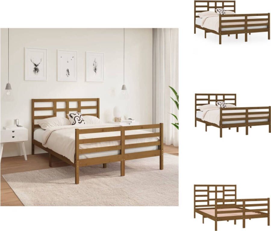 VidaXL Bedframe Grenenhout Hoogwaardig materiaal Stabiel en decoratief Afmetingen 195.5 x 126 x 104 cm Kleur honingbruin Bed