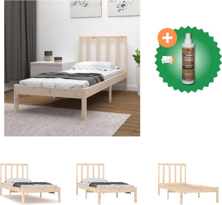VidaXL Bedframe Grenenhout Houten Bedframe 195.5 x 81 x 100 cm 75 x 190 cm Bed Inclusief Houtreiniger en verfrisser