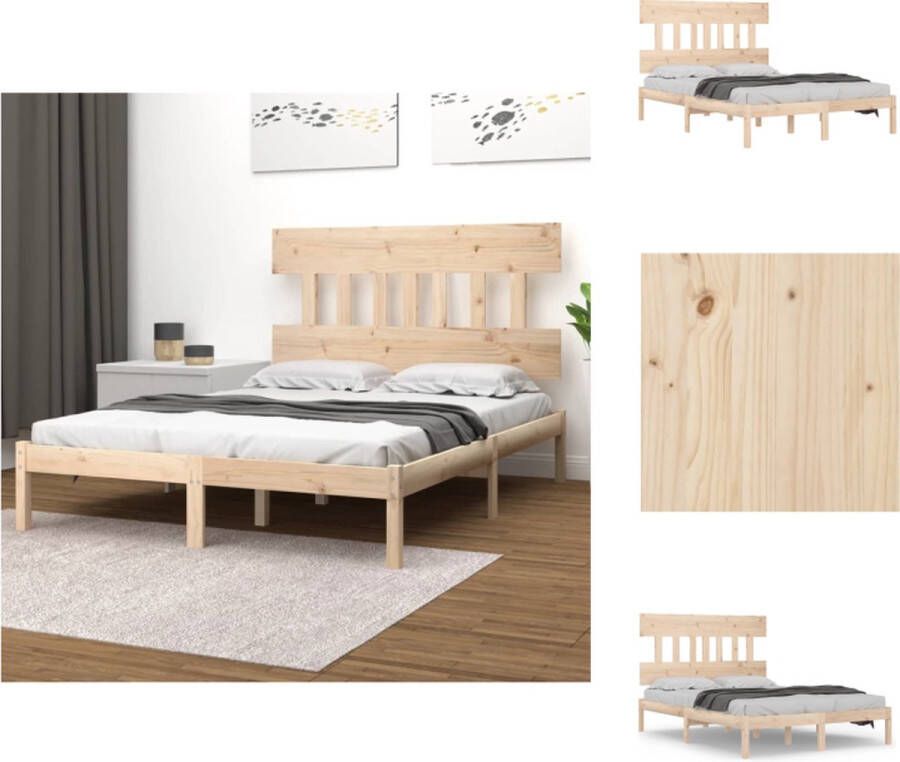 vidaXL Bedframe Grenenhout Houten frame Comfortabele ondersteuning Tijdloos ontwerp 205.5 x 165.5 x 31 cm Bed