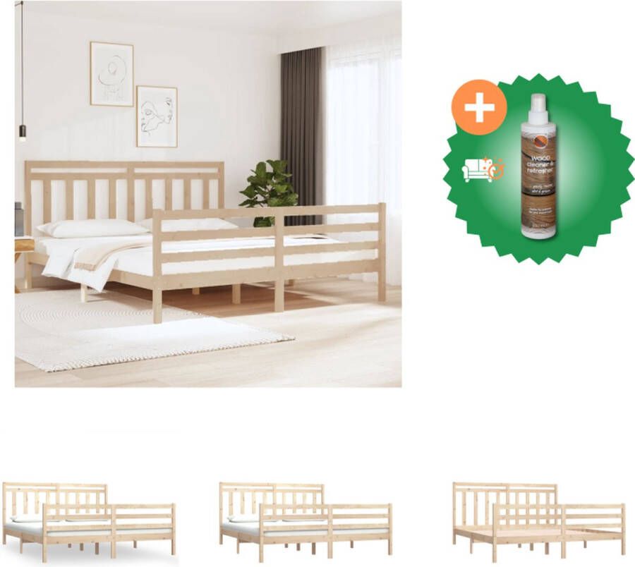 VidaXL Bedframe Grenenhout Klassiek Bedden 205.5 x 185.5 x 69.5 cm (B x D x H) Massief grenenhout Bed Inclusief Houtreiniger en verfrisser
