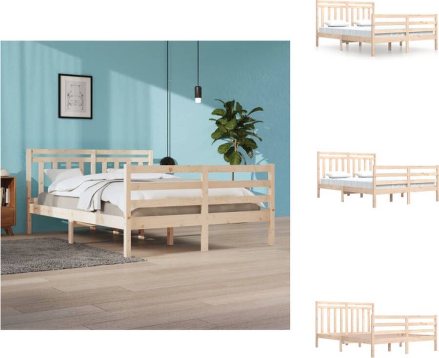 VidaXL Bedframe Grenenhout Klassiek Ontwerp Multiplex Lattenbodem 140 x 200 cm Bed - Foto 2