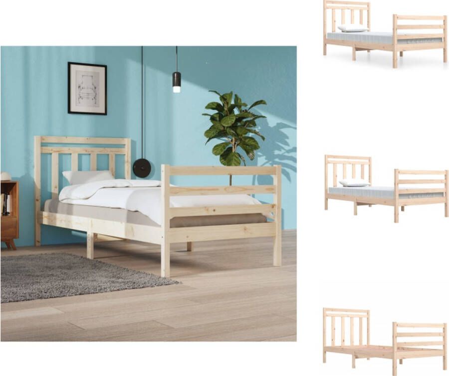 VidaXL Bedframe Grenenhout Klassiek ontwerp Multiplex lattenbodem 205.5x105.5x69.5 cm Bed - Foto 8