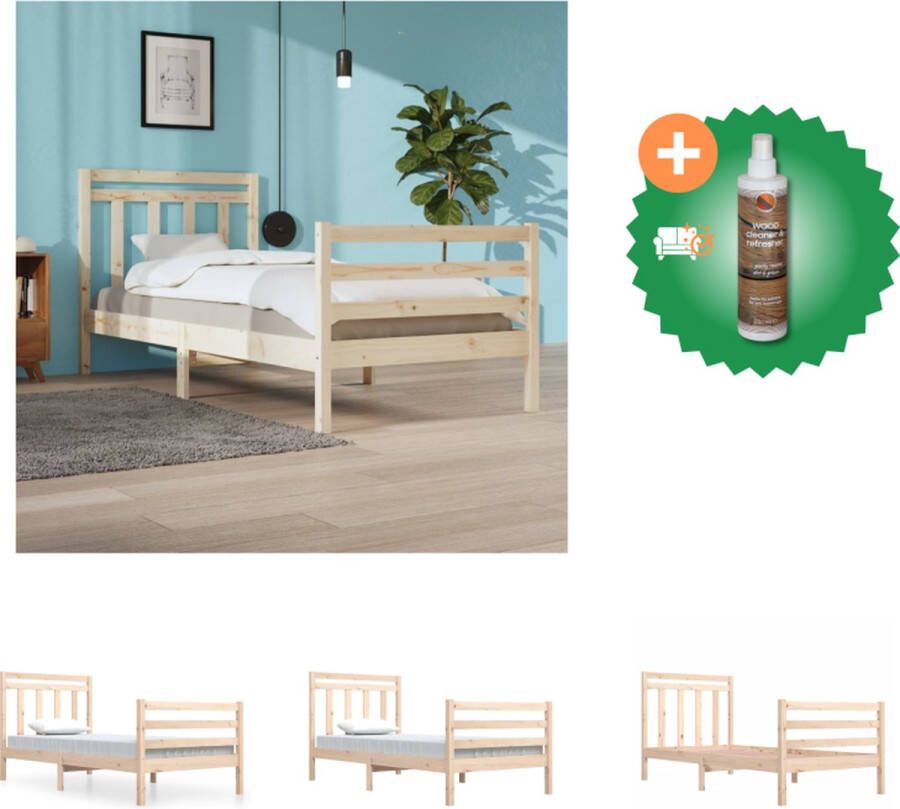 VidaXL Bedframe Grenenhout Klassiek ontwerp Multiplex lattenbodem 205.5x105.5x69.5 cm Bed Inclusief Houtreiniger en verfrisser