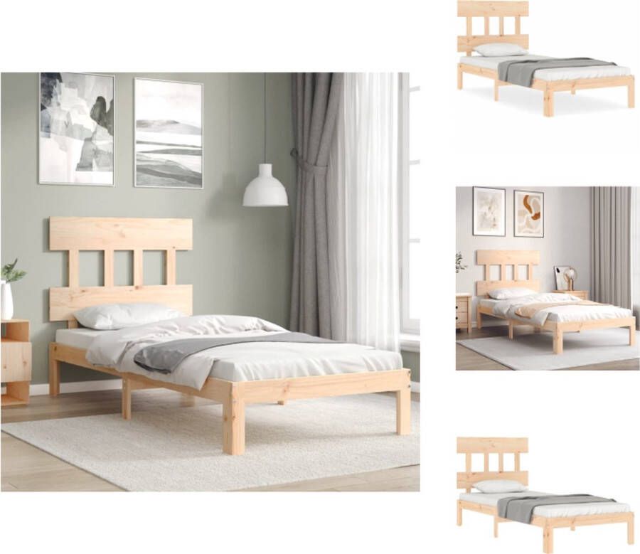 VidaXL Bedframe Grenenhout Lattenbodem Ondersteunend Matras niet inbegrepen 91x203.5x81 cm Bed