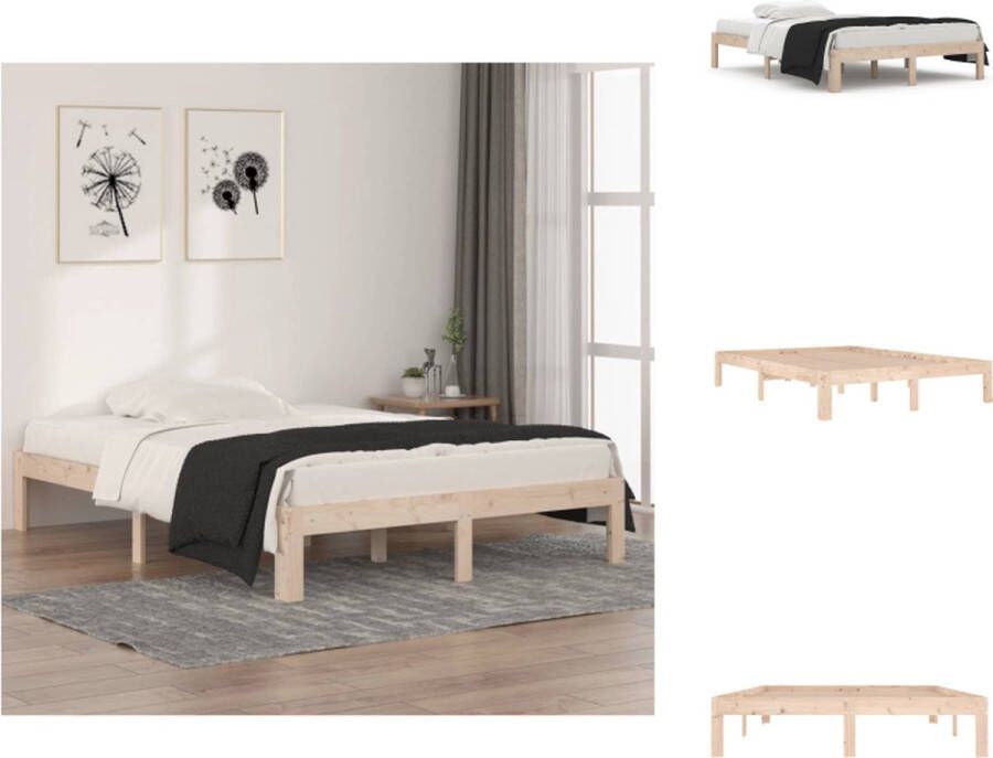 VidaXL Houten Bedframe Massief Grenenhout 195.5 x 140.5 x 28 cm Stabiele Lattenbodem Geschikt voor 135 x 190 cm Matras Bed - Foto 14