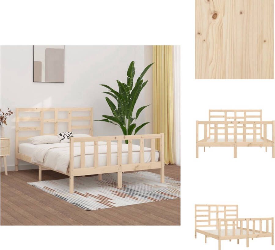 VidaXL Bedframe Bedframes Bed Bedbodem Bedframe zonder matras massief grenenhout 140x200 cm - Foto 2