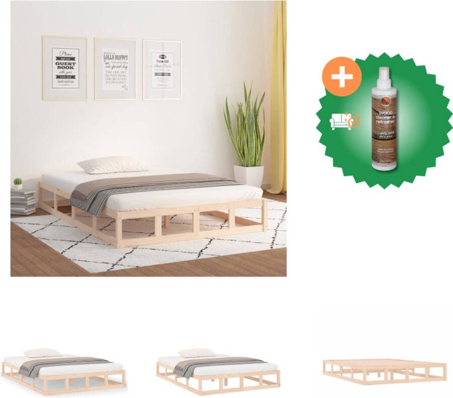 VidaXL Bedframe Grenenhout Modern en Stabiel 140 x 200 cm Bed Inclusief Houtreiniger en verfrisser