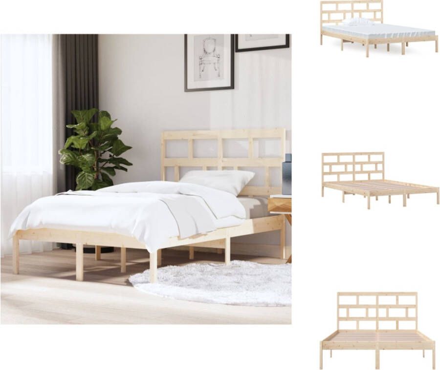VidaXL Bedframe Grenenhout Modern slaapkamermeubel Bedframe Afmeting- 205.5 x 146 x 100 cm Ken- Comfortabel hoofdeinde Bed