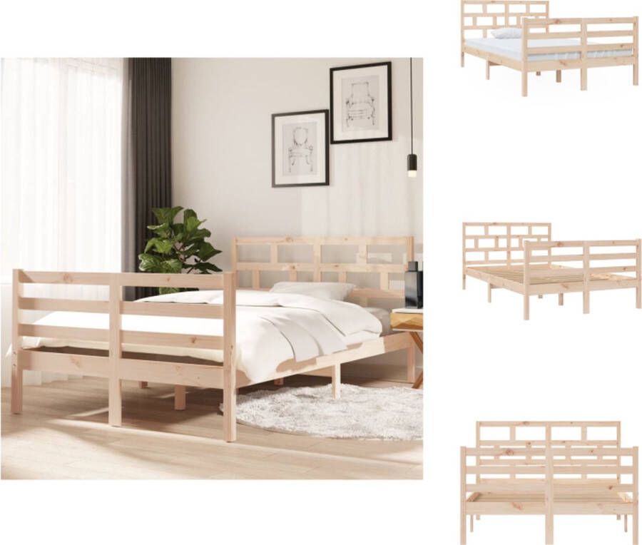 VidaXL Bedframe Grenenhout Modern Slaapkamermeubilair 205.5 x 126 x 100 cm Massief grenenhout bed met multiplex lattenbodem Bed