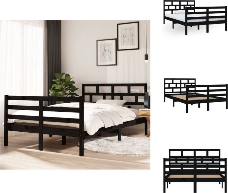 VidaXL Bedframe Grenenhout Moderne slaapkamer 205.5 x 126 x 100 cm Kleur- zwart Bed