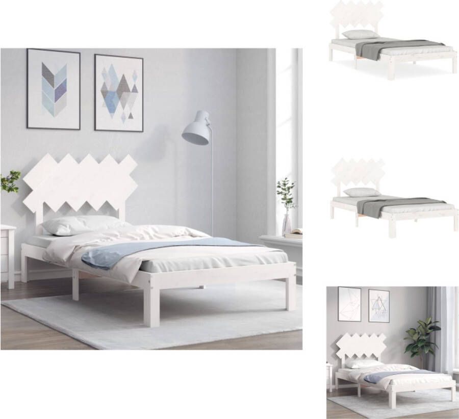 VidaXL Bedframe Grenenhout Multiplex lattenbodem 203.5 x 103.5 x 80.5 cm Wit Bed