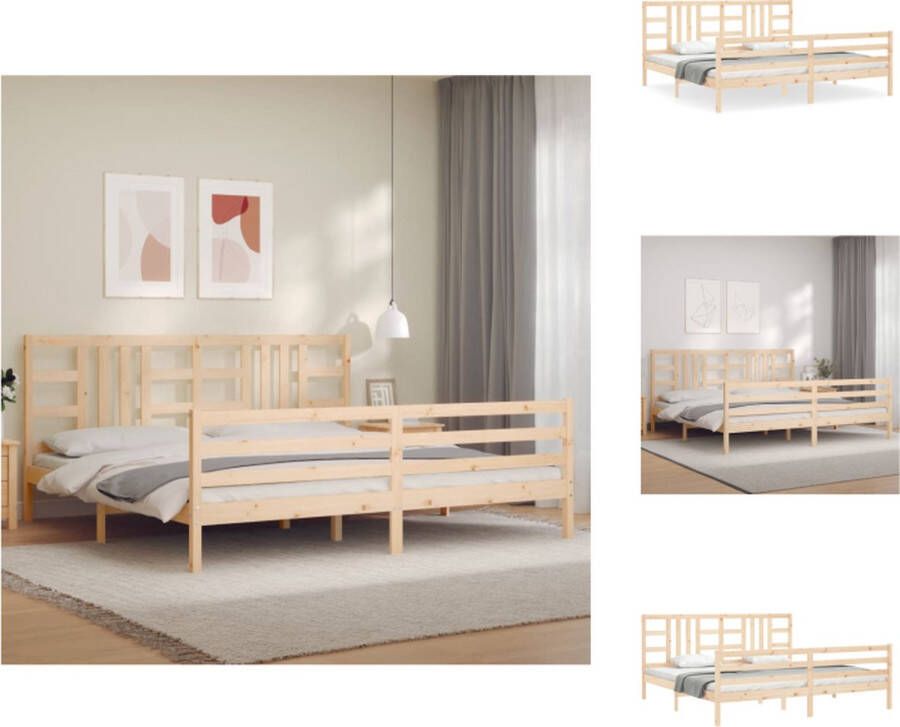 vidaXL Bedframe Grenenhout Multiplex lattenbodem 205.5 x 205.5 x 100 cm Onbehandeld Inclusief montage Bed