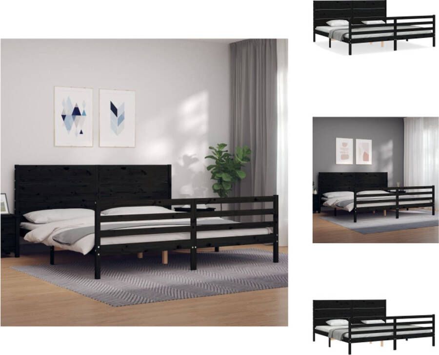 VidaXL Massief grenenhouten bedframe Zwart 205.5 x 205.5 x 100 cm (L x B x H) Multiplex lattenbodem Bed - Foto 2