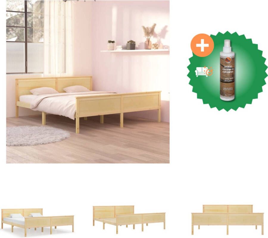 VidaXL Massief Grenenhouten Bedframe 204 x 187 x 55 cm Stevig en Duurzaam Geschikt voor 180 x 200 cm Matras Montage vereist Bed Inclusief Houtreiniger en verfrisser