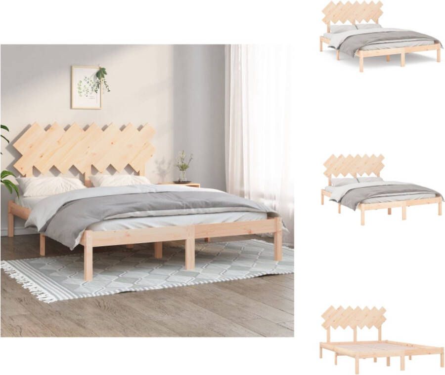 VidaXL Bedframe Grenenhout Praktisch en Decoratief 140x200 cm Stevige Lattenbodem Bed