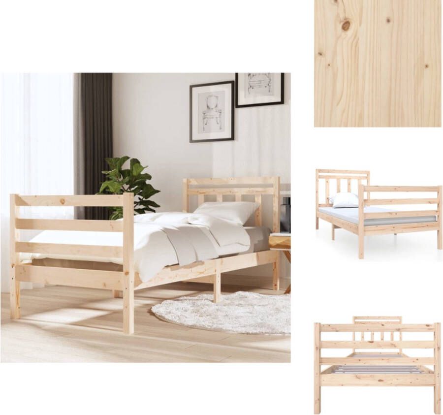 VidaXL Bedframe Grenenhout Uniek Design Bed Afmeting- 195.5 x 96 cm Ken- Stevig en Stabiel Bed - Foto 2