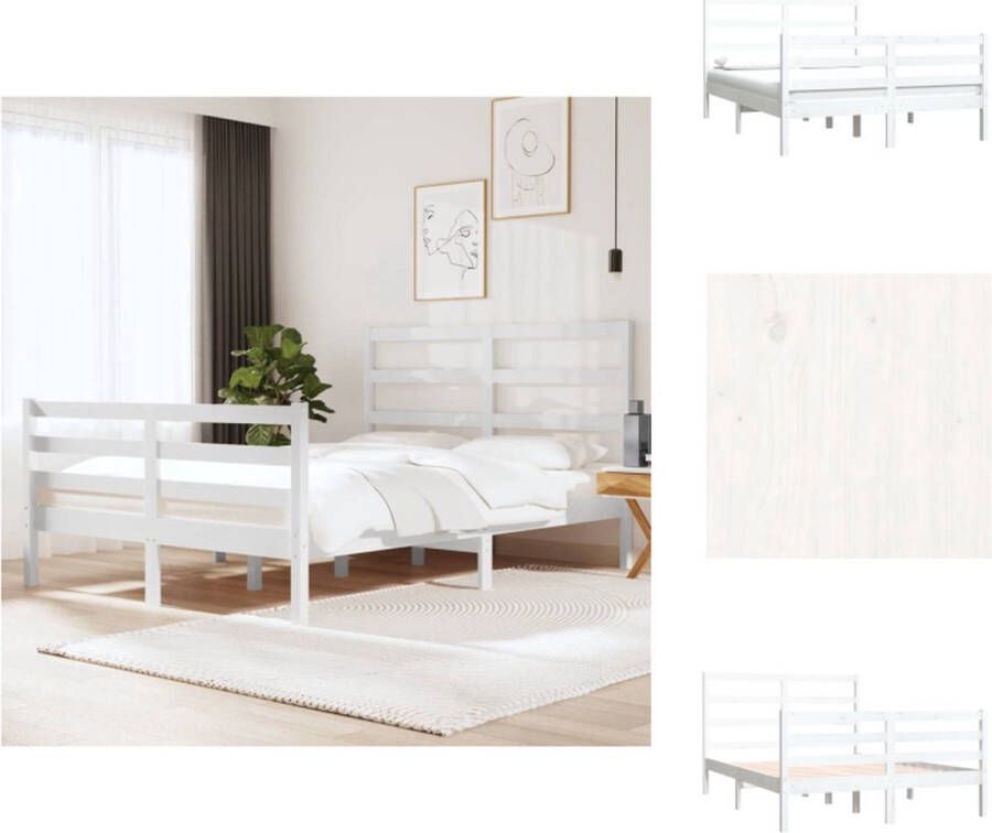 VidaXL Bedframe Grenenhout Wit 120x190 cm Stabiel en comfortabel Voor bijpassend matras (niet inbegrepen) Bed