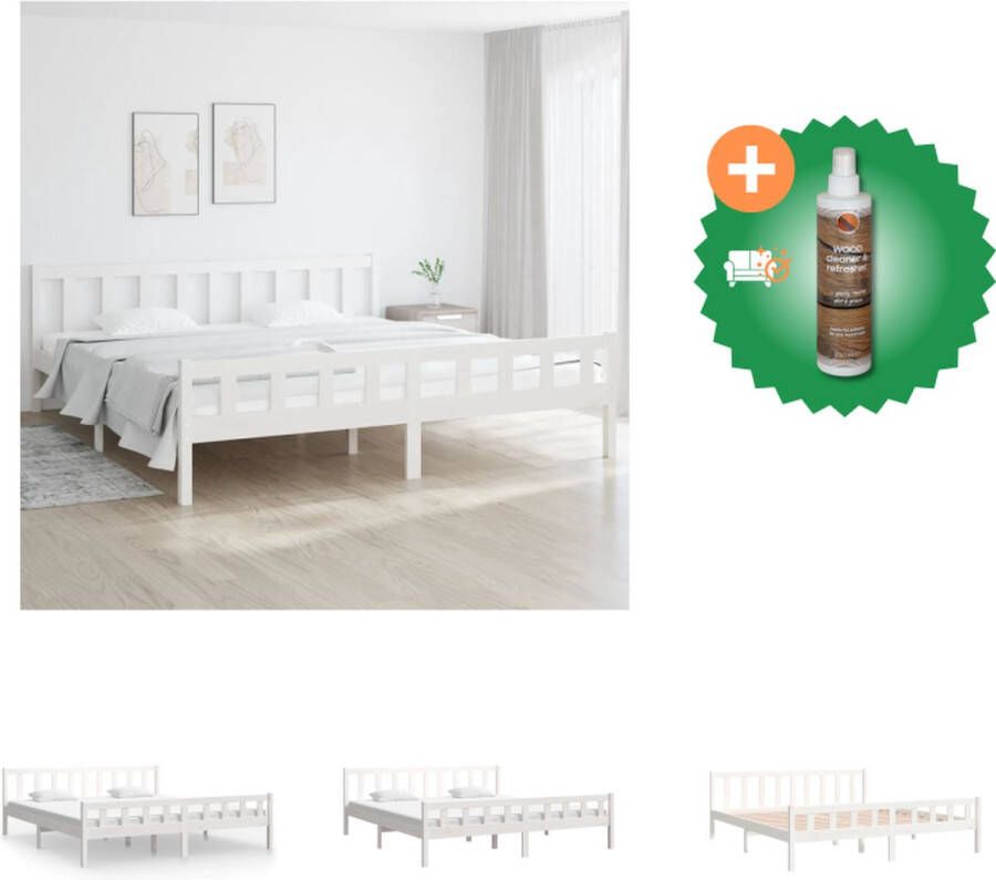 VidaXL Bedframe Grenenhout Wit 160 x 200 cm (montage vereist) Bed Inclusief Houtreiniger en verfrisser